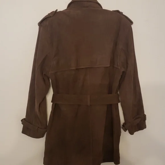 Vintage 100% Suede Trench Coat - Picture 5 of 9